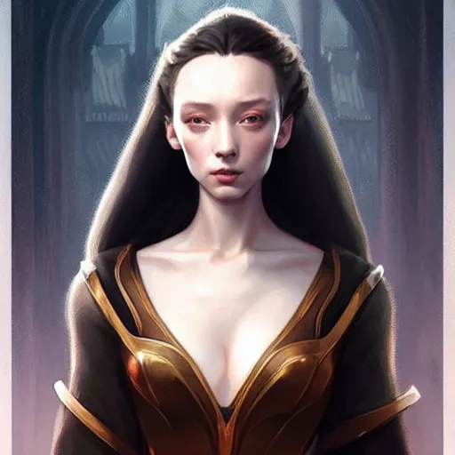 Prompt: beautiful striking medieval Emma Dumont by Artgerm and Greg Rutkowski, intricate, elegant, highly detailed, digital painting, pale