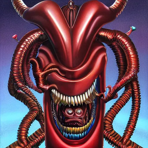 Image similar to Xenomorph painting by Mark Ryden and Alex Gross, Todd Schorr highly detailed