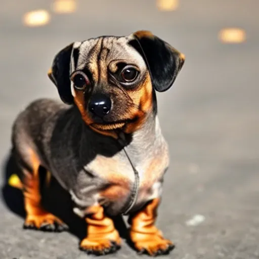 Image similar to A dachshund with pug ears and body.