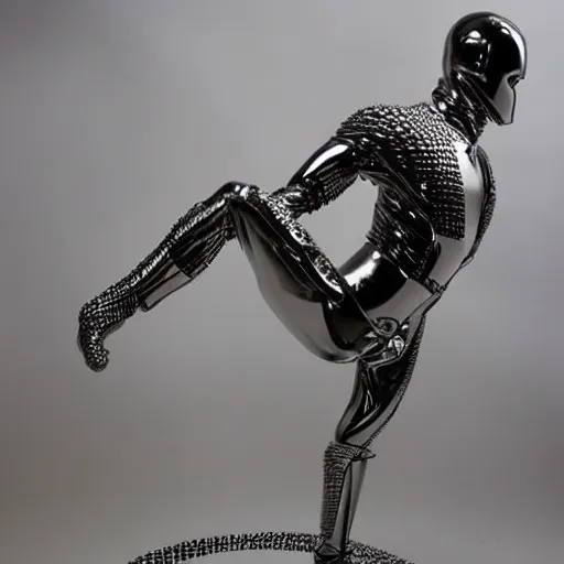 Prompt: chrome sculpture by aquaman