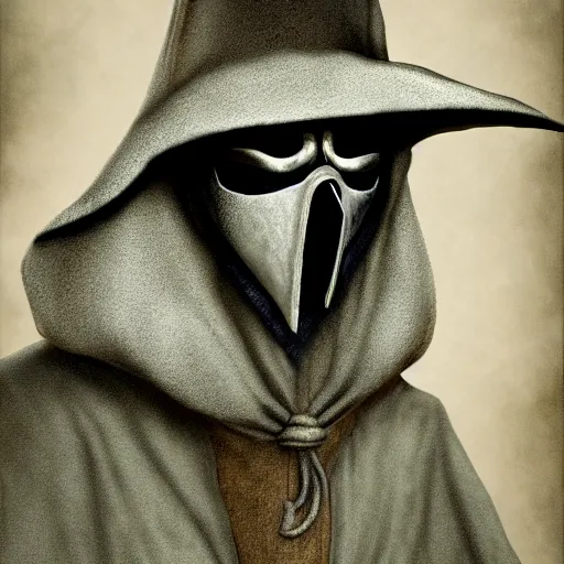 Prompt: creepy plague doctor 8 k hyperrealism