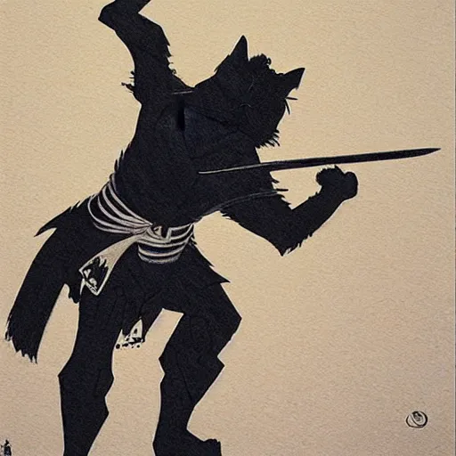 Image similar to a cat samurai by takehiko inoue