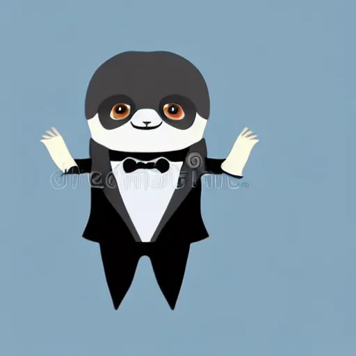 Image similar to sloth wearing tuxedo, 3 d logo, vector illustration, aesthetic, minimalistic