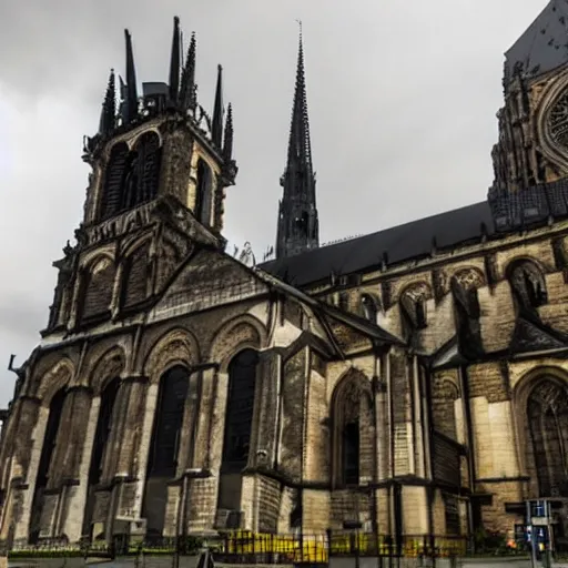 Prompt: aachener dom destroyed by alien invasion, cinematic, hollywood movie, hyper realistic