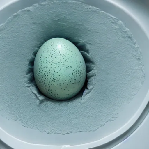 Prompt: Alien egg hatching in a bath tub