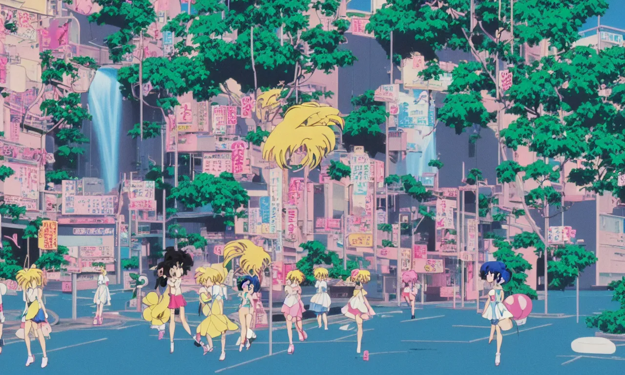 A cute aesthetic still frame from an 80's Sailor Moon, Stable Diffusion