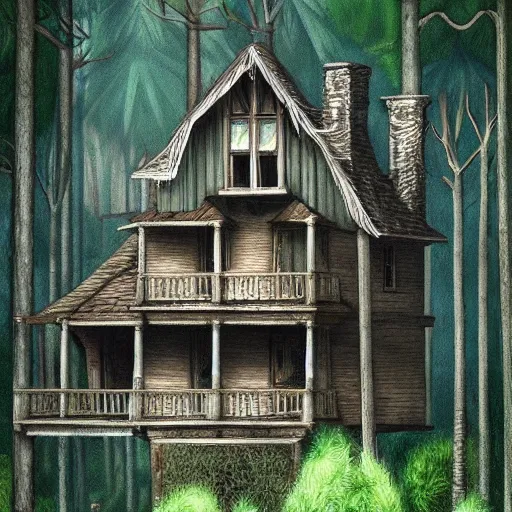 Prompt: Very very very very detailed, very very very very realistic image of very very very detailed house in the forest , by very very very very talented artist in very very very very aesthetic photorealism style