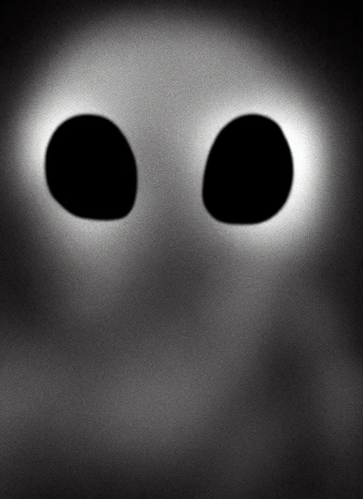 Prompt: a photo of a grey alien with large black eyes peaking through a window at night