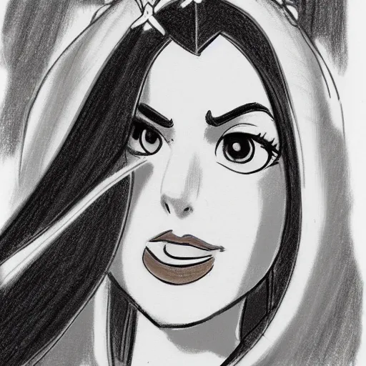 Image similar to milt kahl sketch of victoria justice as princess padme from star wars episode 3