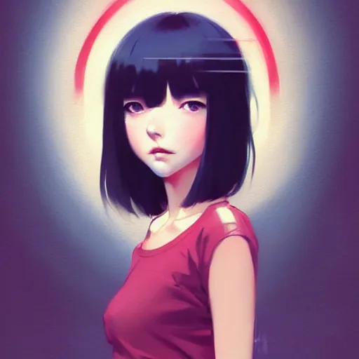 Image similar to elegant girl in urban outfit, cute fine face, rounded eyes, digital painting, fan art, pixiv, by Ilya Kuvshinov, katsuhiro otomo ghost-in-the-shell, magali villeneuve, artgerm, Jeremy Lipkin and Michael Garmash and Rob Rey