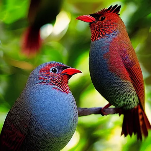 Image similar to “beautiful multicolor catbirds from Papua New Guinea, photo from National Geographic”