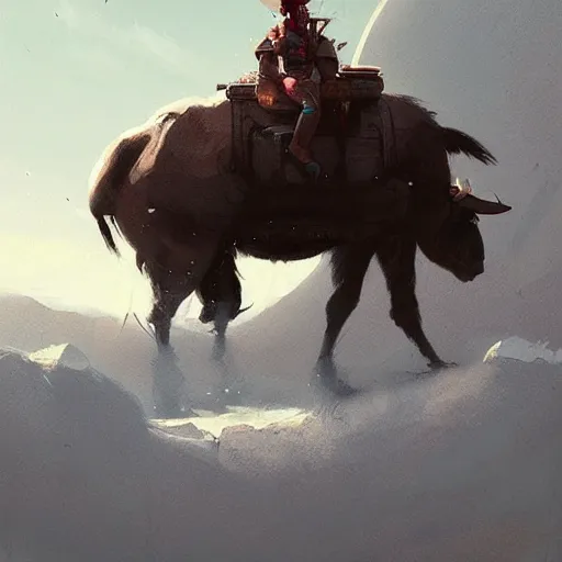 Image similar to 👨‍🚀 🐃, Greg rutkowski, Trending artstation, cinematográfica, digital Art