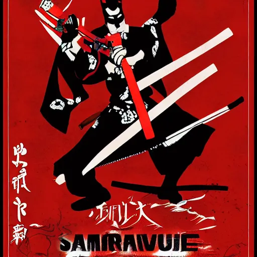 Image similar to samurai revenge film poster with red and black color scheme