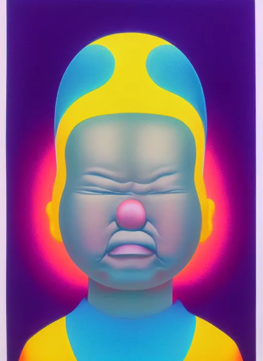 Image similar to sad face by shusei nagaoka, kaws, david rudnick, pastell colours, airbrush on canvas, cell shaded, 8 k