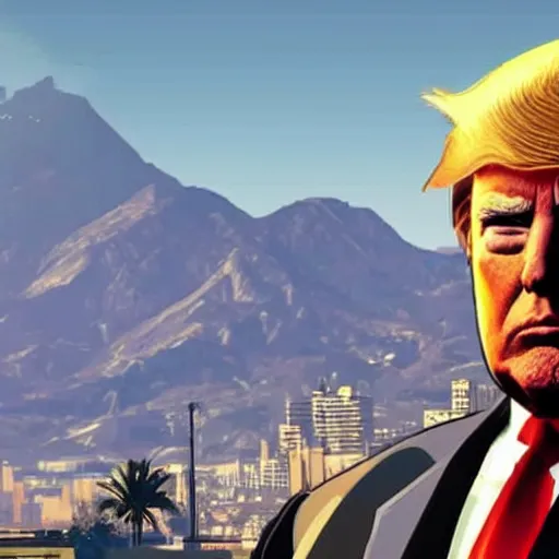 Image similar to Donald Trump on the cover of GTA V,