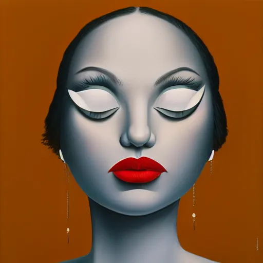 Image similar to a painting of a woman, an ultrafine detailed painting by rafal olbinski, behance contest winner, pop surrealism, detailed painting, very detailed, minimalist, airbrush art