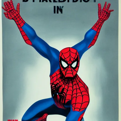 Image similar to Spider man in British propaganda poster