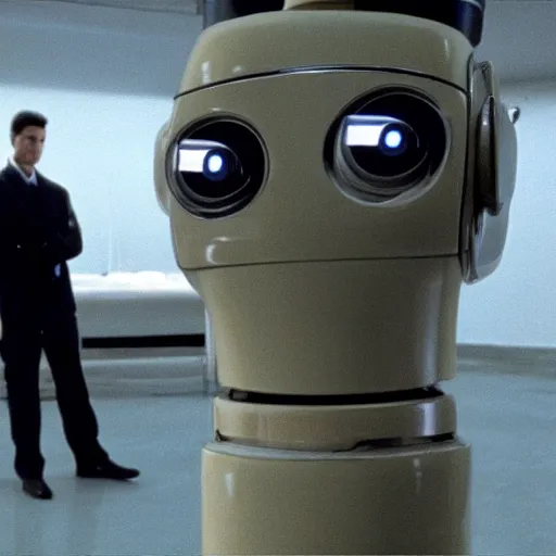 Prompt: Bender the Robot in the Sopranos (1999), highly realistic details, Tony in the background