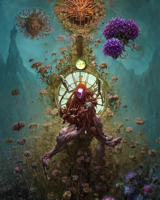 Prompt: the platonic ideal of flowers, rotting, insects and praying of cletus kasady carnage davinci dementor wild hunt chtulu mandelbulb mandala ponyo bioshock the witcher, d & d, fantasy, ego death, decay, dmt, psilocybin, concept art by randy vargas and greg rutkowski and ruan jia and alphonse mucha