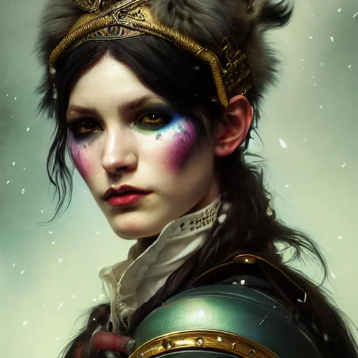 Prompt: portrait painting of a punk human bard with green eyes and snow white fur, ultra realistic, concept art, intricate details, eerie, highly detailed, photorealistic, octane render, 8 k, unreal engine. art by artgerm and greg rutkowski and charlie bowater and magali villeneuve and alphonse mucha