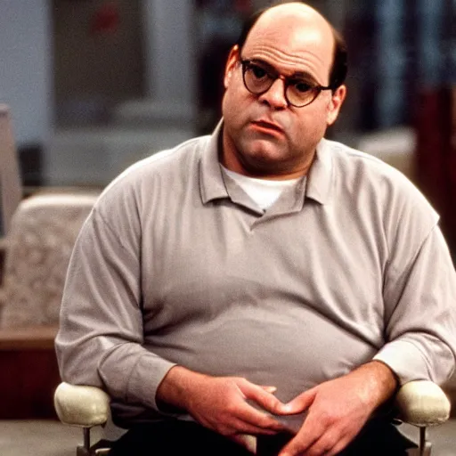 george costanza with a smirk holding a baseball bat, Stable Diffusion