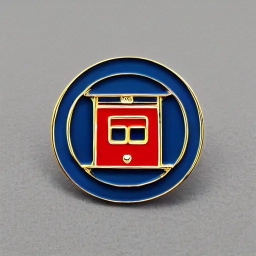 Image similar to a diamond enamel pin fire station, smooth curves