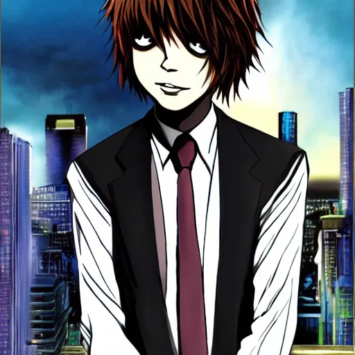 Image similar to obama in death note, anime, holding black notebook