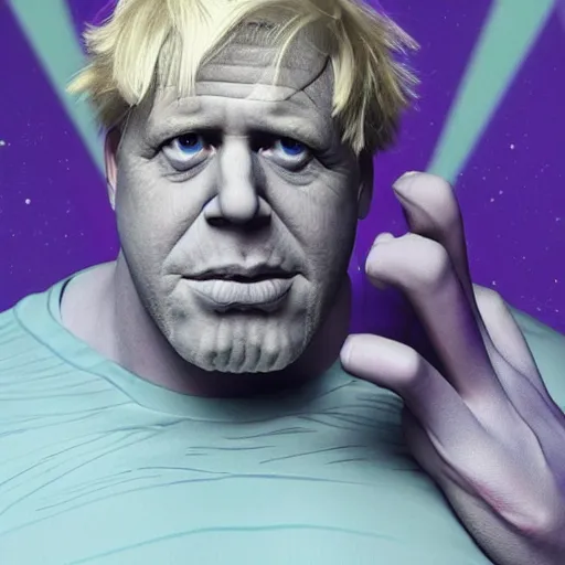 Image similar to boris johnson as thanos finger snap, reality, 8 k,