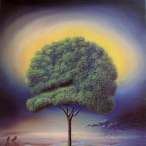 Image similar to Surrealism painting of a tree, masterpiece