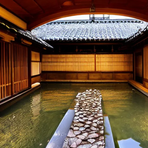 Image similar to a photo of a traditional onsen, high detail,