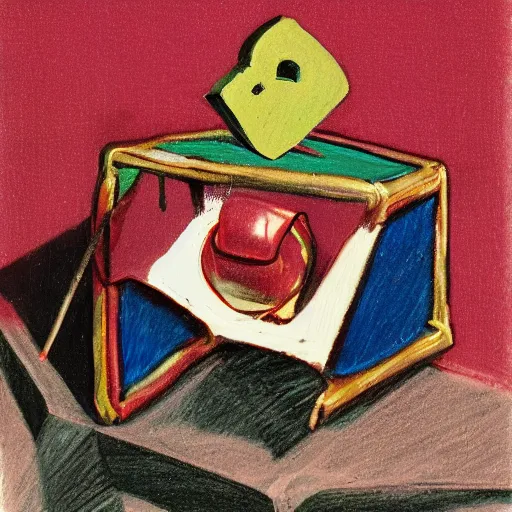 Prompt: dreidel drawn by francis bacon