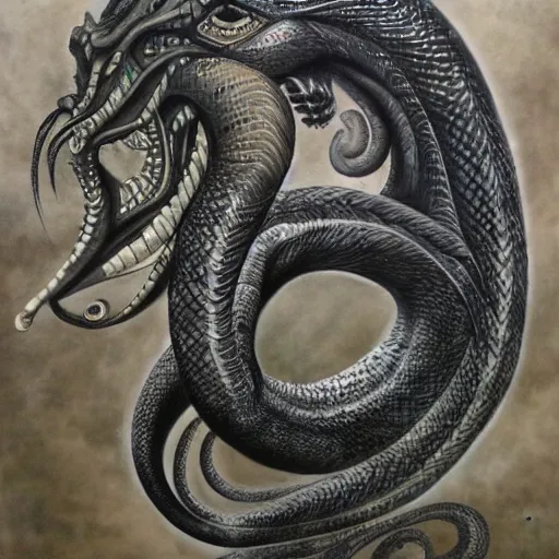 Image similar to naga serpent god, giger airbrush painting, highly detailed, intricate, beautiful craftsmanship,