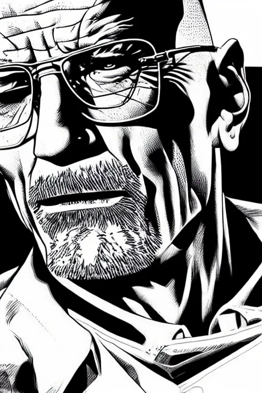 Image similar to character art by mike deodato, walter white, absolute chad