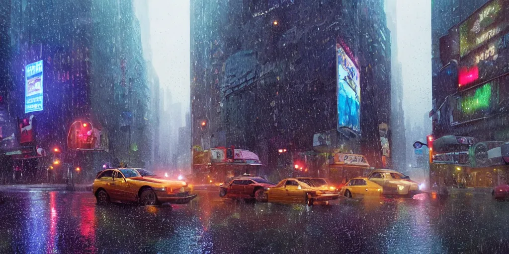 Image similar to a film still trough a raincovered window on a rainy but colourful day in new york. sparkling lights, wide shot, frog perspective, wes anderson, studio ghibli, pixar and disney animation, sharp, rendered in unreal engine 5, anime key art by greg rutkowski, bloom, dramatic lighting