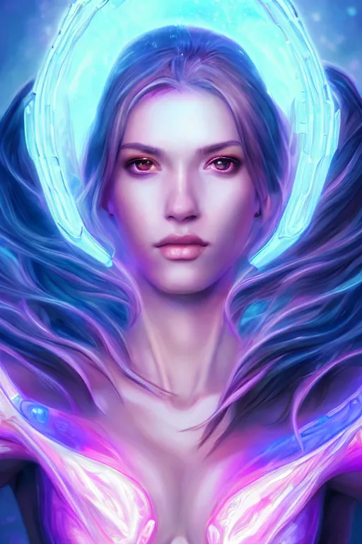 Image similar to a photographic portrait of an attractive young girl, partially clothed in ethereal battle armor, surrounded by colorful transparent plasma, emitting psychic powers, beautiful bone structure, perfectly proportioned face, perfect eyes, intricate, elegant, highly detailed, hyper detailed, trending on tumblr, by artgerm, by loish, fantasy scene, fantasy aesthetic, trending on Artstation