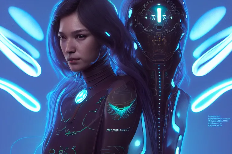 Image similar to one singular portrait of a bioluminescent judge in a biosuit in a courtoom , highly detailed, digital painting, cinematic, hyper realism, dark retrowave, art by Stanley Lau and Artgerm and magali villeneuve and Alphonse Mucha, artstation, octane render, cgsociety