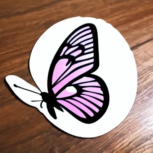Prompt: sticker butterfly is smiling