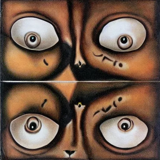 Image similar to cat faces separated by salvador dali