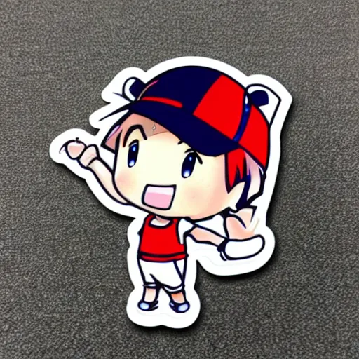 Prompt: die cut sticker of chibi anime kawaii cute golf player