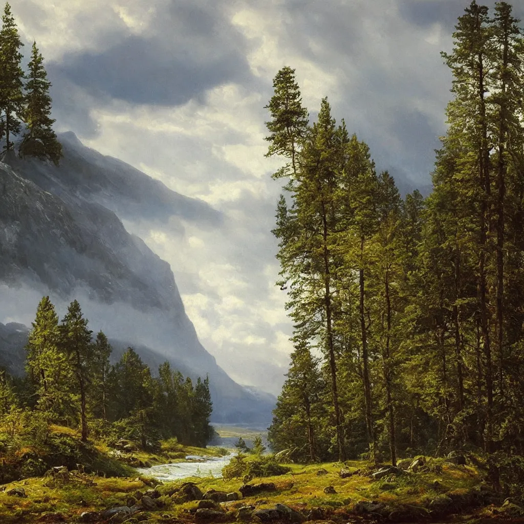 Image similar to scottish highlands, natural lighting, painting by ivan shishkin