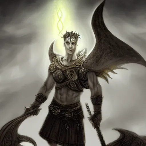 Image similar to cu chulainn, mythology, concept art, fantasy, celtic, dramatic lighting