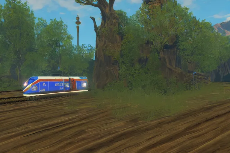 Image similar to dc wmata metro 5 0 0 series train in botw, breath of the wild screenshot