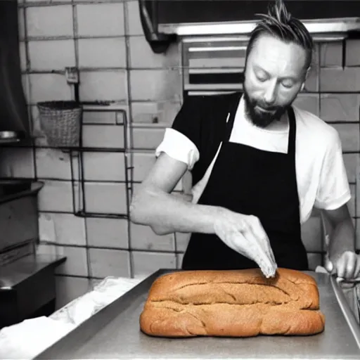 Prompt: thom yorke baking bread