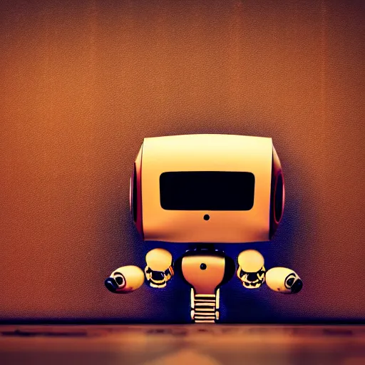 Image similar to a cute little robot in wood. super realistic 8 k render of a dark hooded powerful elegant, cinematic composition