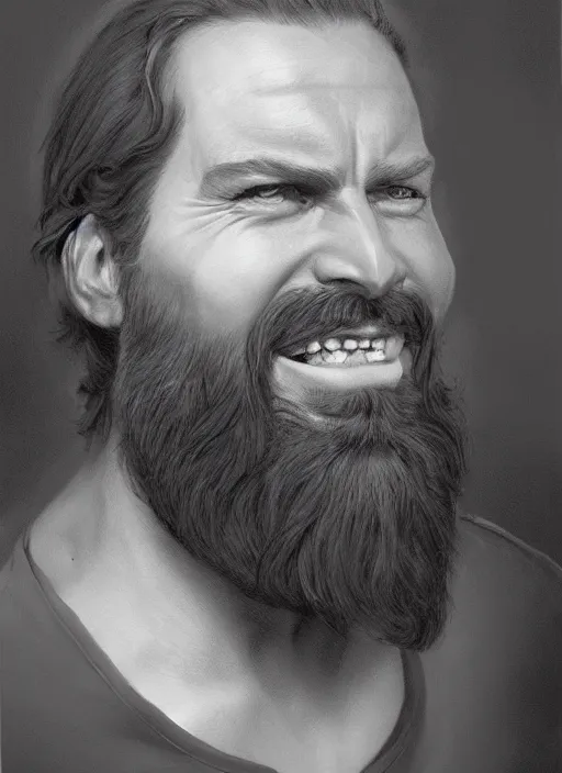 Prompt: a portrait a bearded man, art by boris vallejo and greg danton and denys tsiperko, detailed, hyperrealism, artstation