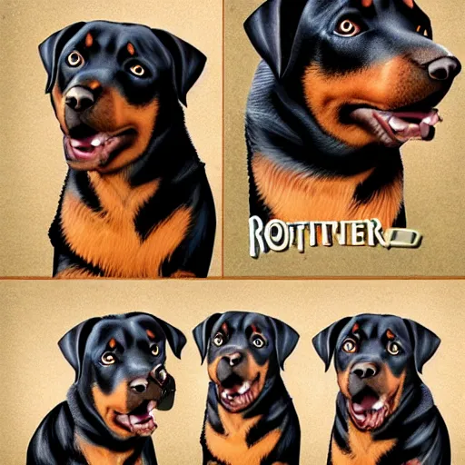 Image similar to rottweiler in the style of pixar