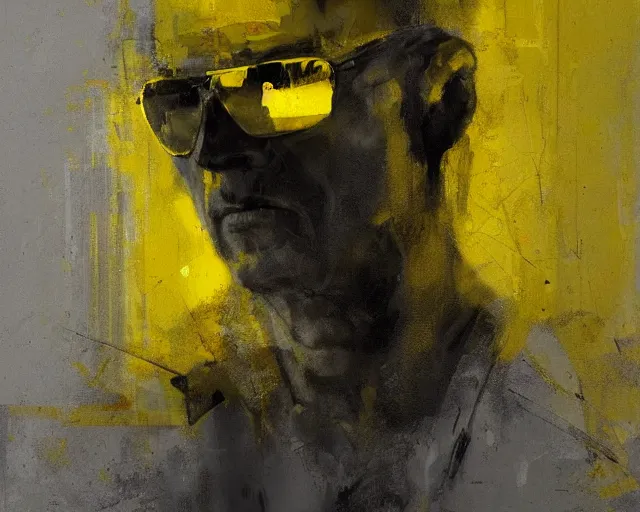 Image similar to portrait of beavis in shades of grey but with yellow by jeremy mann