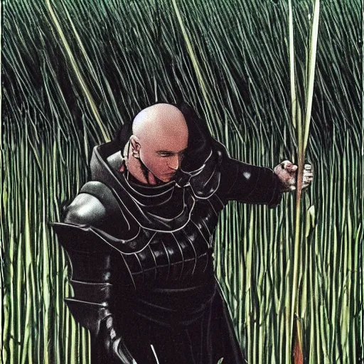 Image similar to sinner knight getting his heart weighted in the fields of reeds