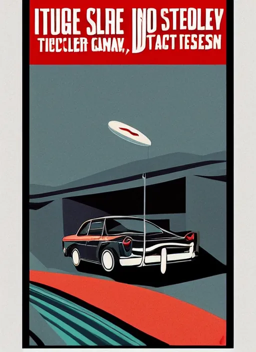 Image similar to vintage ad poster designed by apple for tesla company