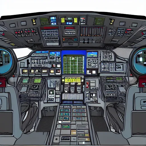 Prompt: cockpit of a space ship, realistic